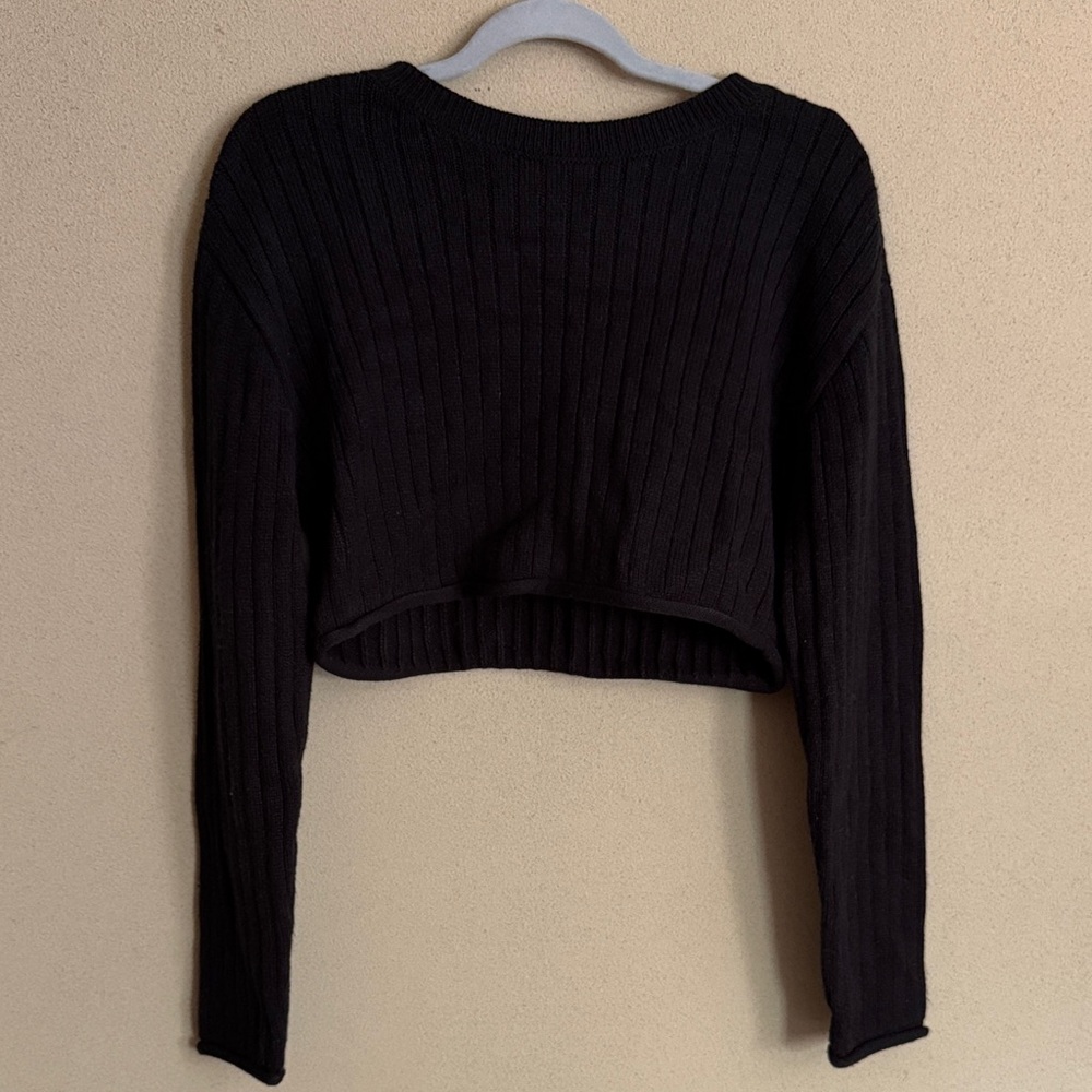 Garage Black Ribbed Crop Top